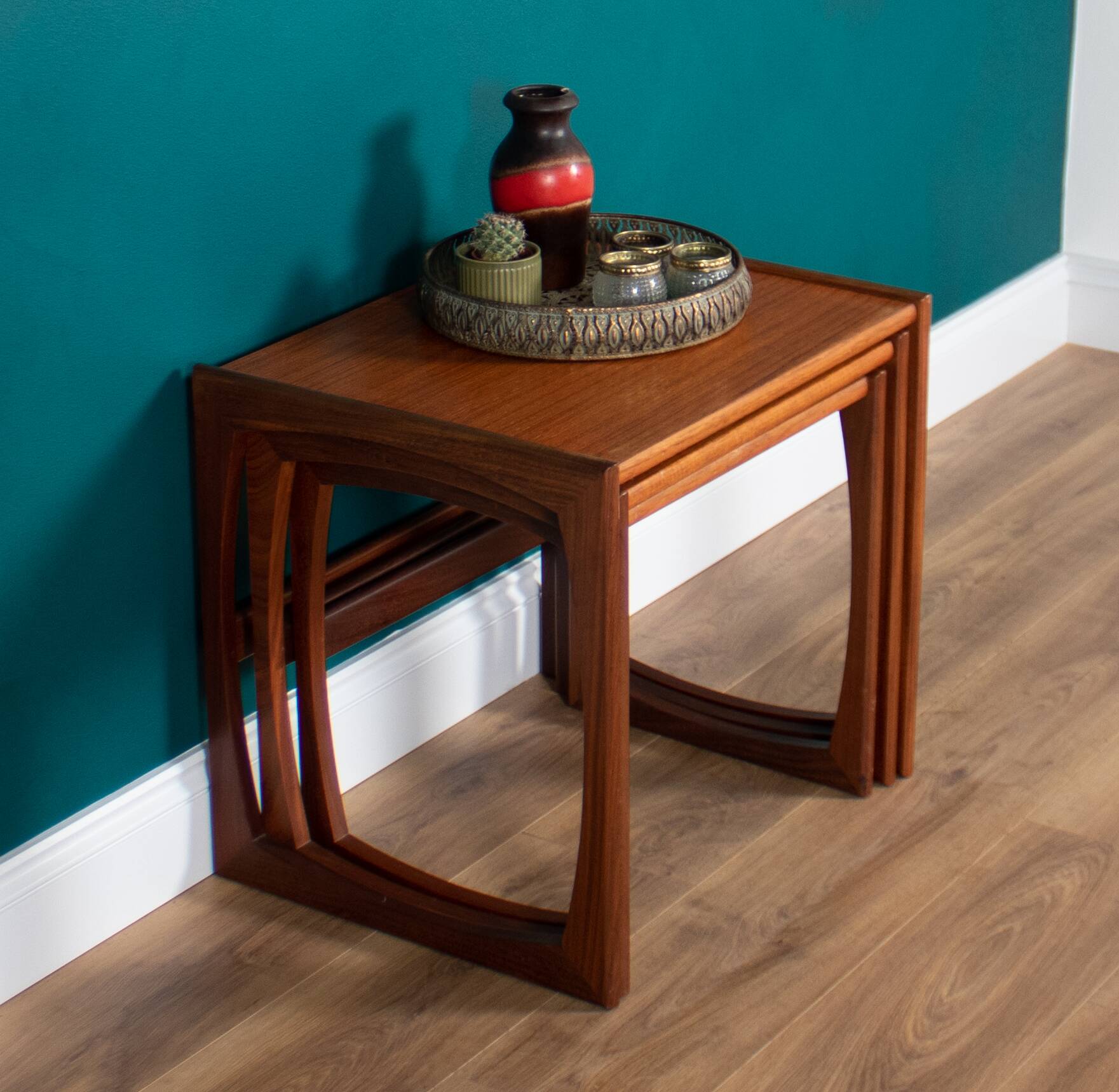 Retro teak 1960s g plan quadrille nest of coffee tables