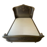 bed in solid walnut patinated Louis XVI style 160X200 cm