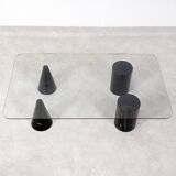 Vintage Italian Rectangular Marble Coffee Table with Glass Top