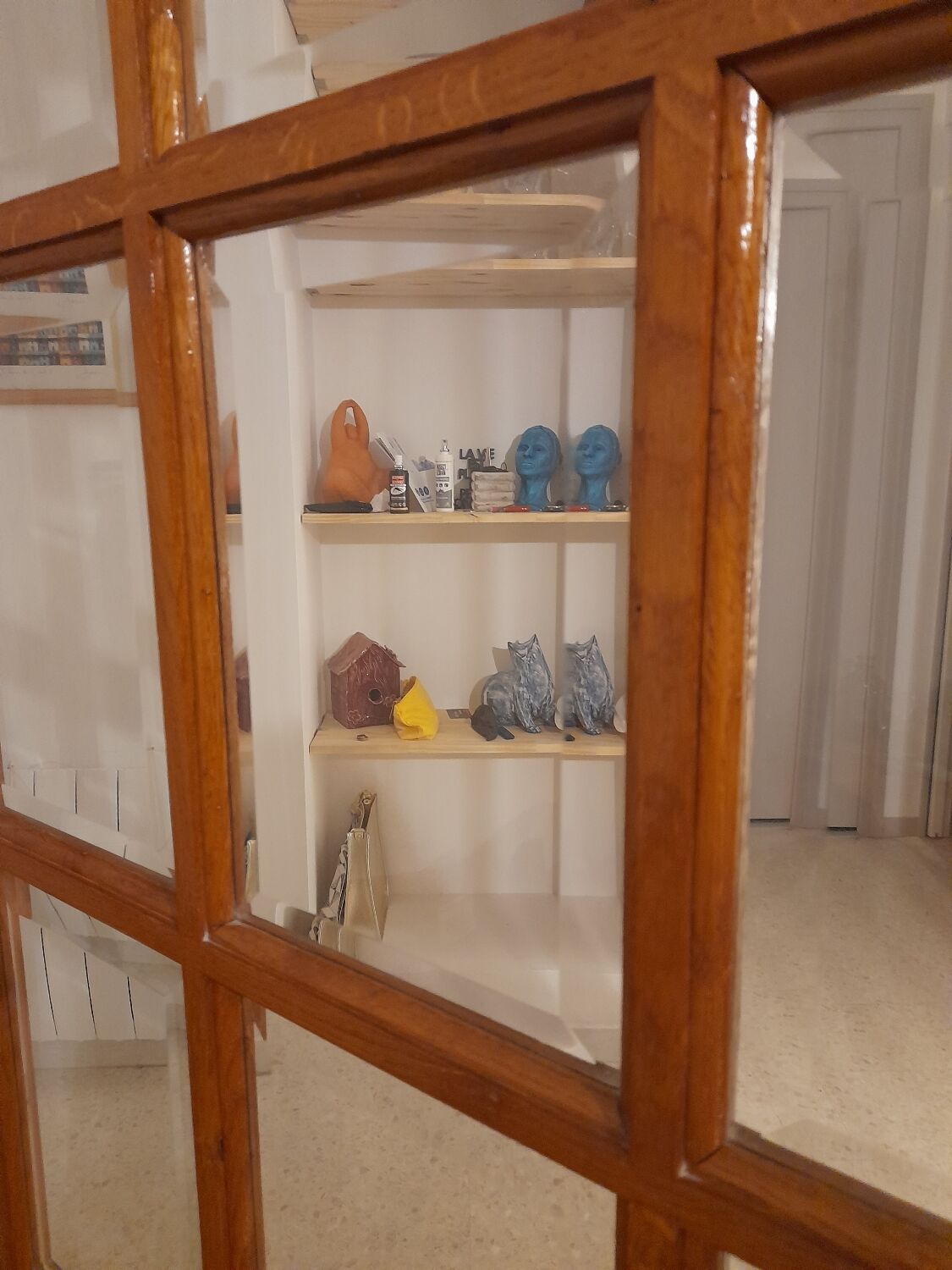 Double porte bois chene petits carreaux