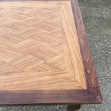 Grande table extensible, marqueterie, chêne, vintage, années 50