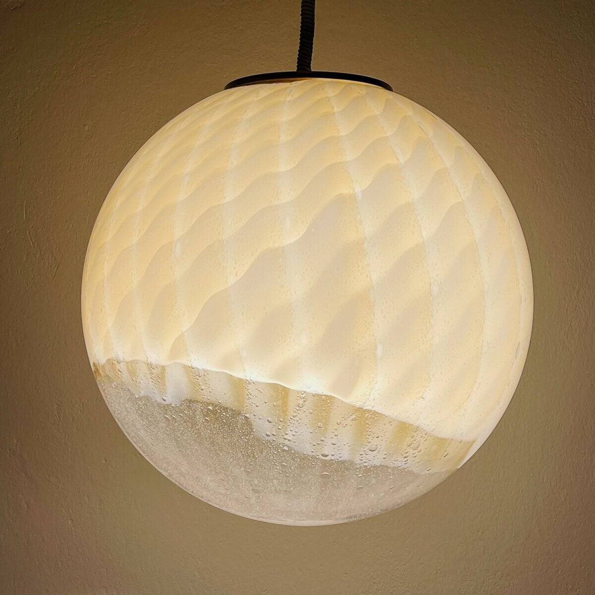Large vintage Murano ball pendant lamp by Veart, Italy, 1970s.