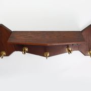 Art Deco coatrack in oak and copper, Belgium 1920s