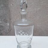 Engraved molded glass carafe from the 1950s