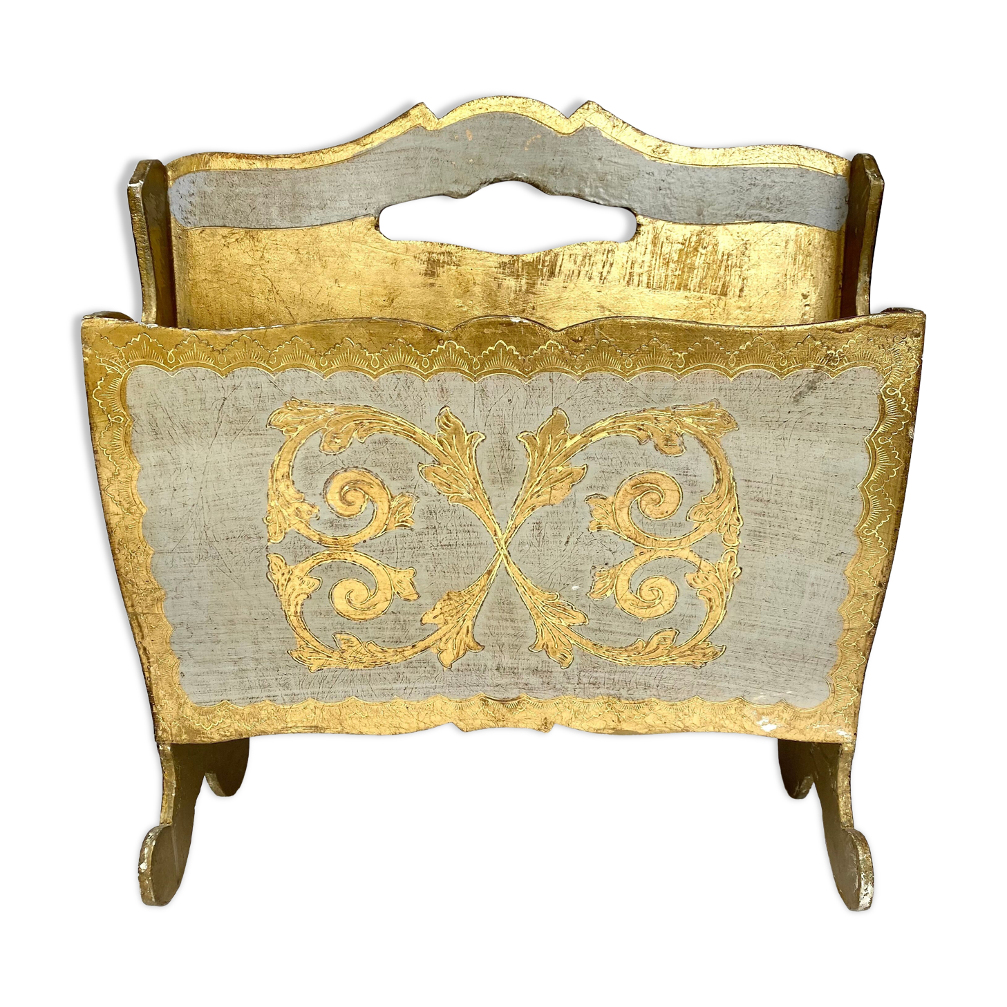Porte revue vintage florentin blanc et or