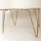 Coffee table gilded metal and white rigidule top 50