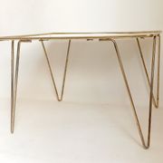 Coffee table gilded metal and white rigidule top 50