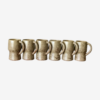 6 mugs vintage en gres