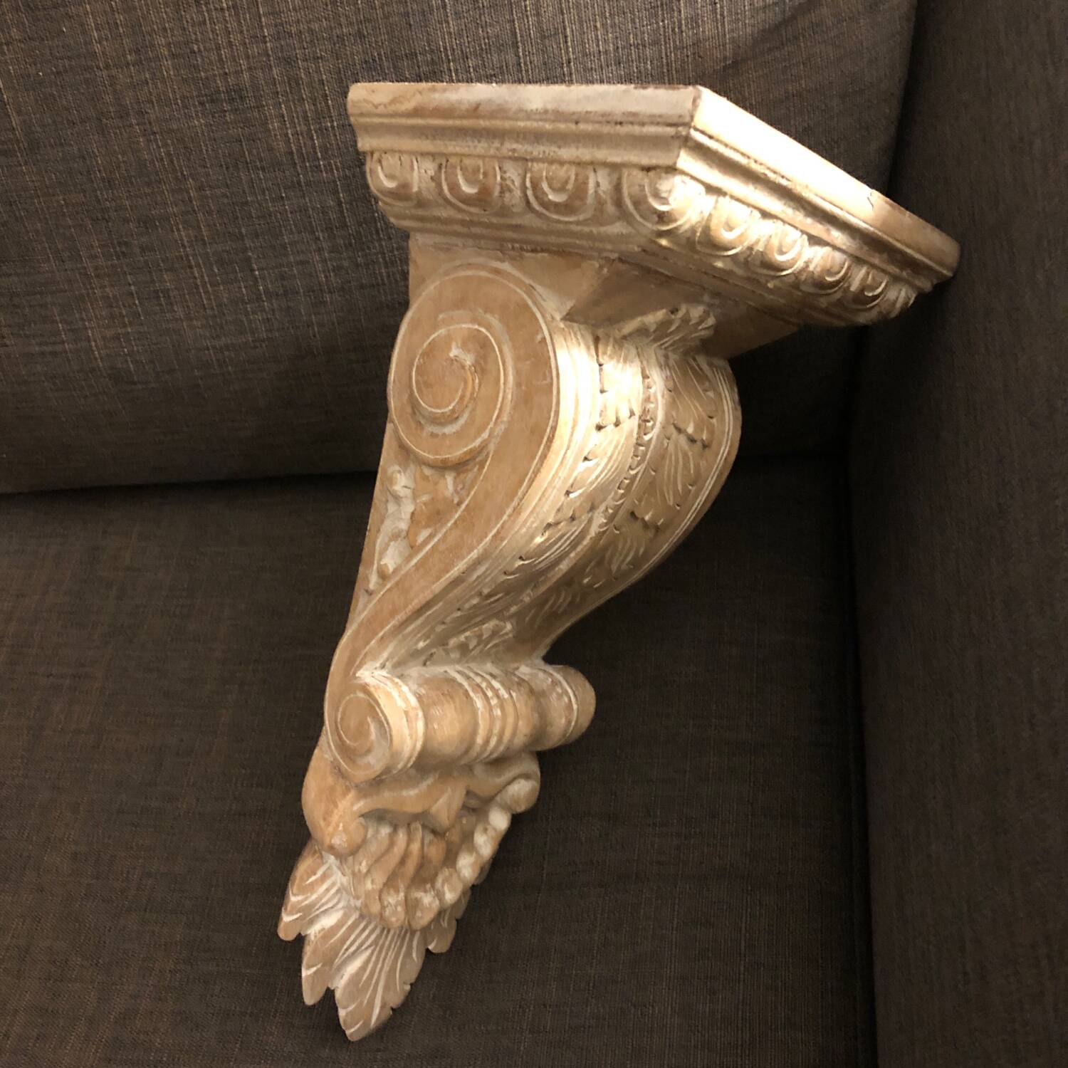 Pair of carved solid wood consoles