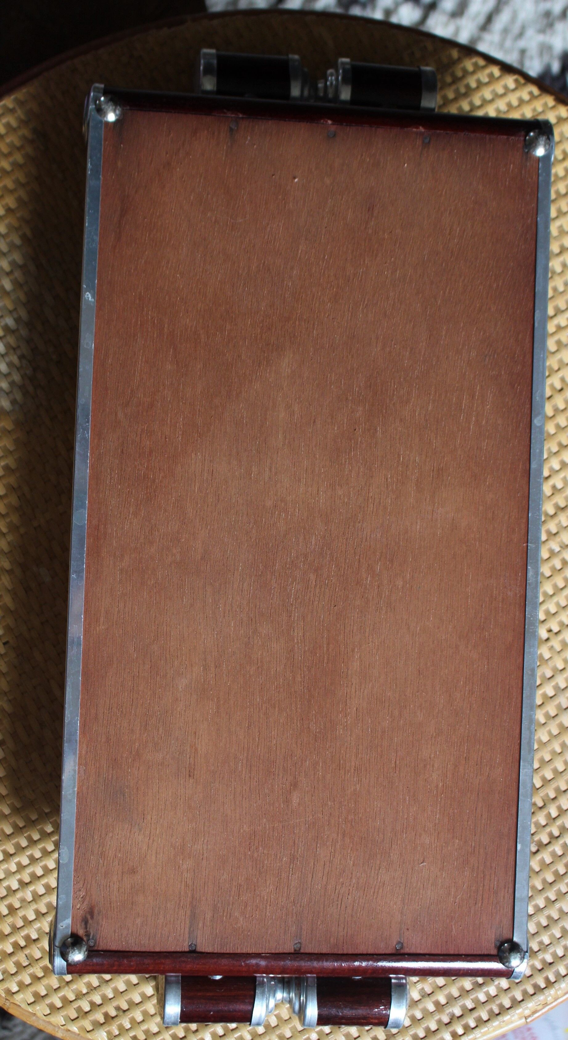 Vintage wood metal mirror top handles