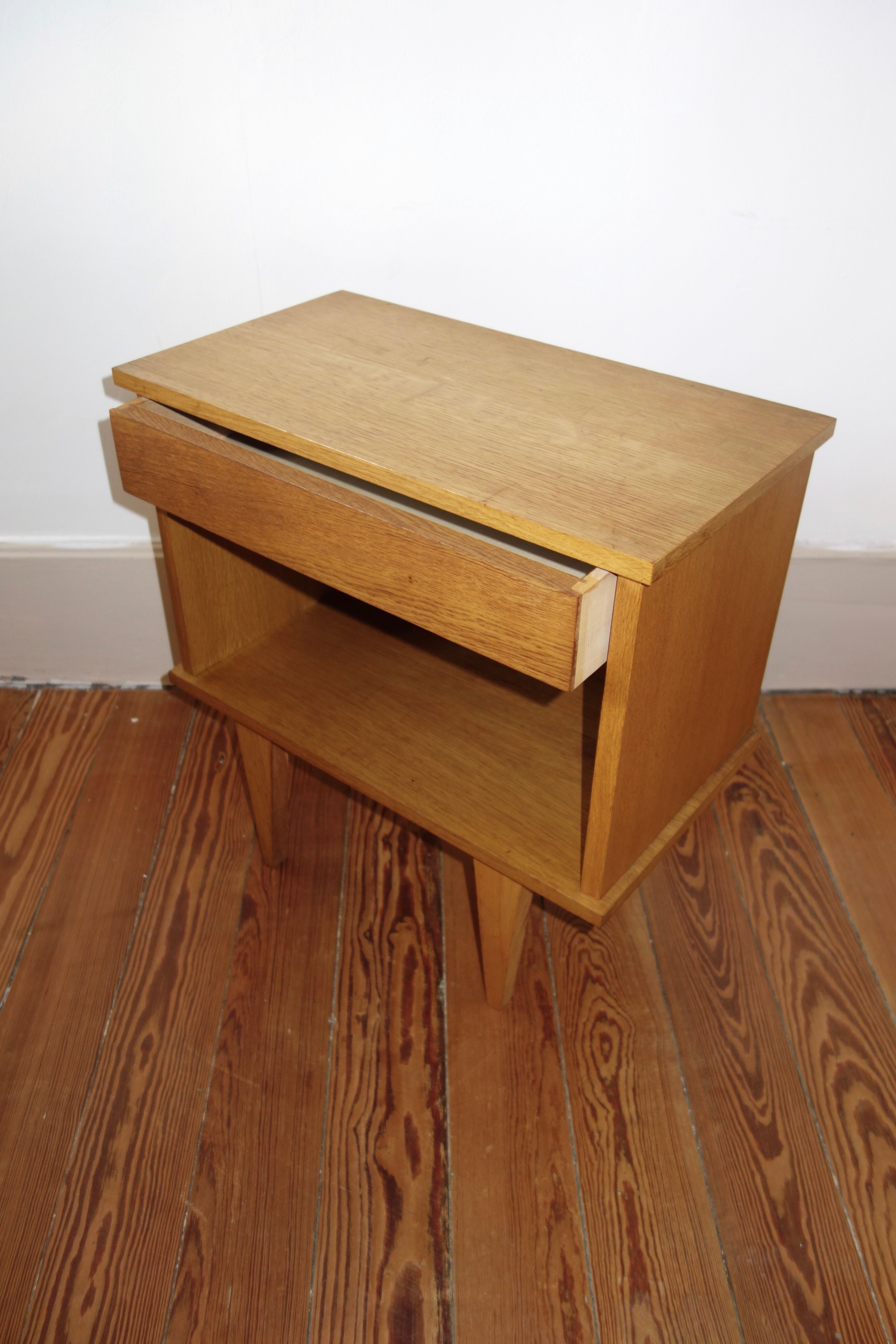 60s oak bedside table