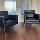 2 fauteuils de salon modernistes allemands en cuir noir et acier de Walter Knoll