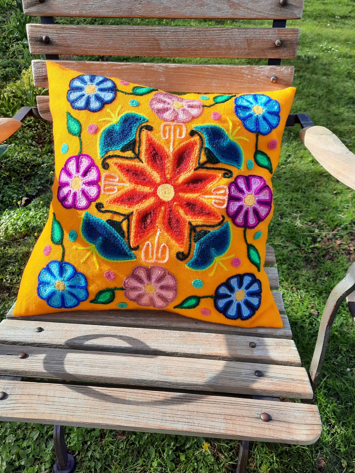 Yellow Peruvian cushion cover