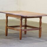 Mid-century brutalist Danish coffee table in oak attributed to Kjærnulf, 1960s