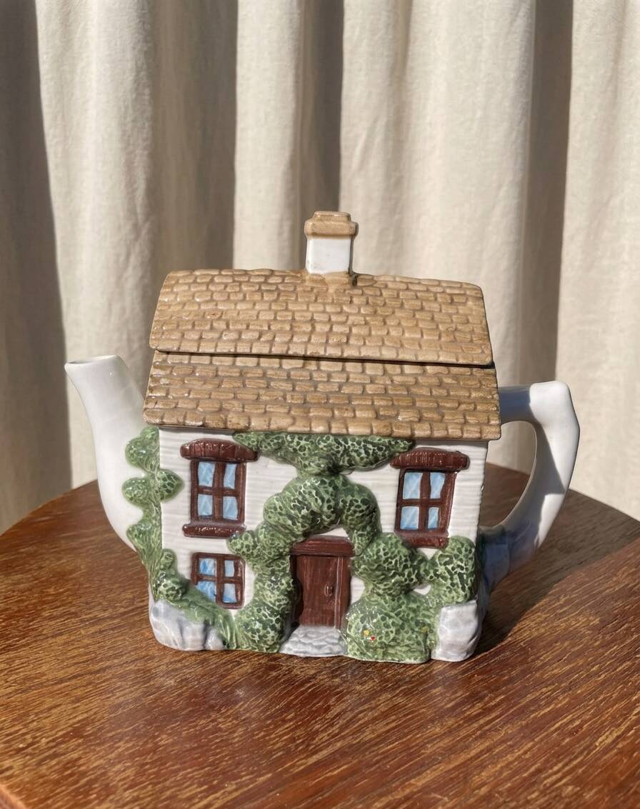 English cottage slipware teapot