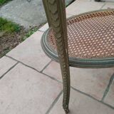 Old oval table with marble top, Louis XVI style