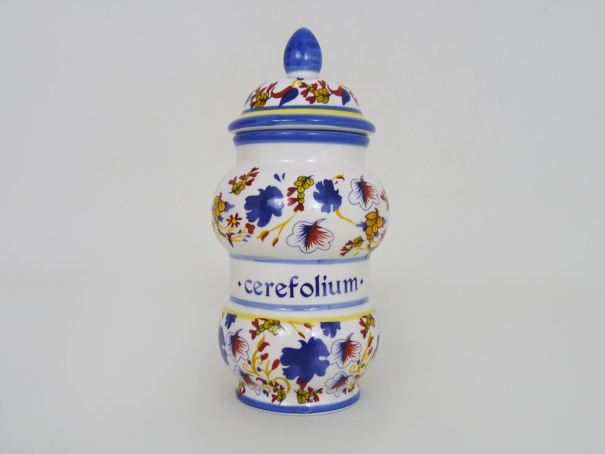Old apothecary pot, ceramic Cerefolium medicine jar. Year 70 80