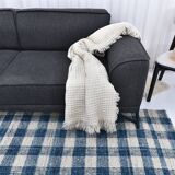 190x290cm İndigo blue kilim carpet. made with wool, Organic Wool Kilim