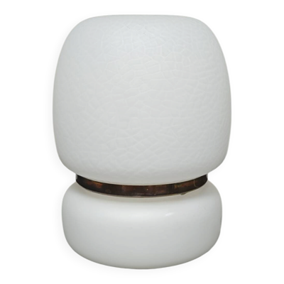 Lampe a poser tchèque en opaline blanche et laiton 1960