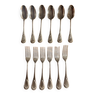 Alphonse Debain Cutlery Set 12 Pieces Sterling Silver - Laurel Wreath