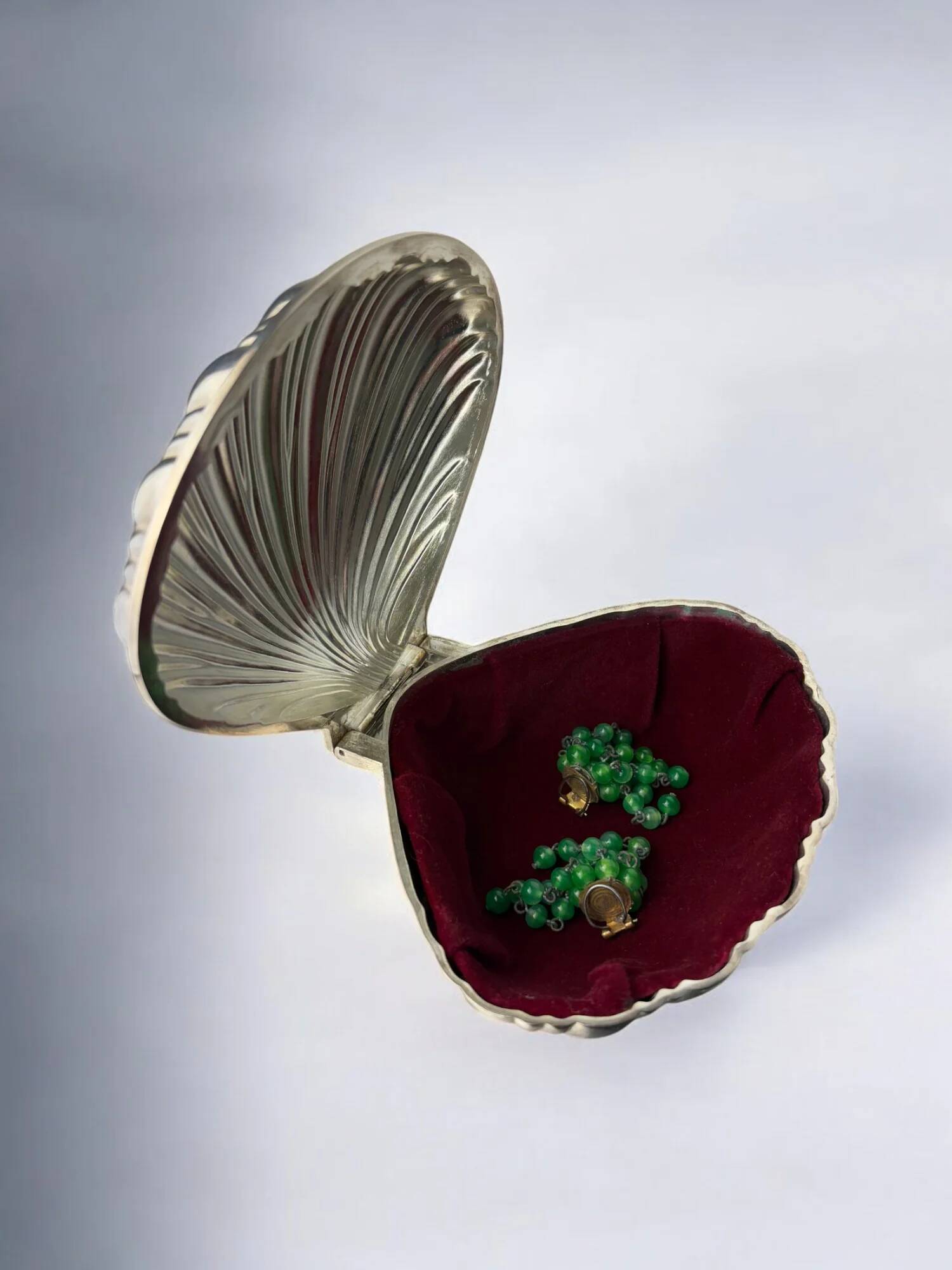 Shell jewellery box, silver plated, Italy, 1980s