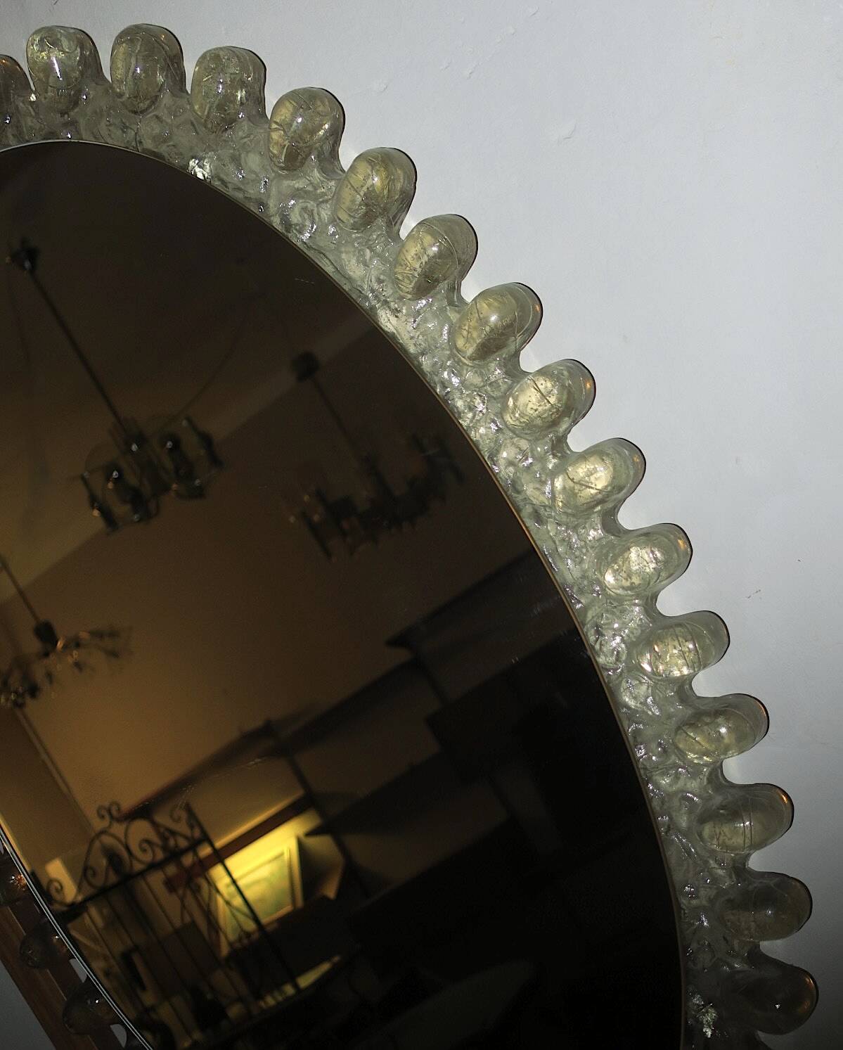 Egon Hillebrand large oval lucite illuminated wall mirror, 80 cm x 50 cm, 1960s