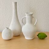 Lot de 3 vases grès blanc