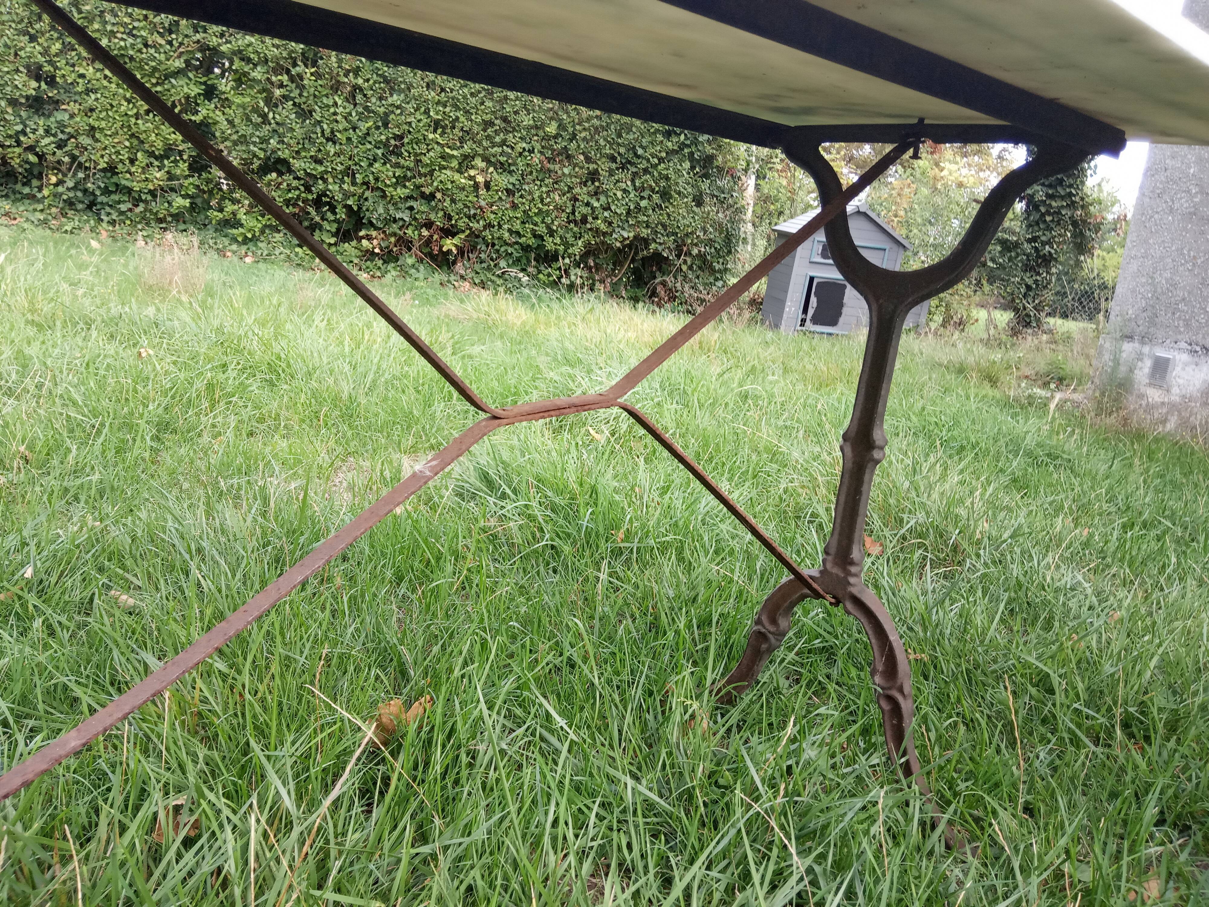 Marble and cast iron bistro table