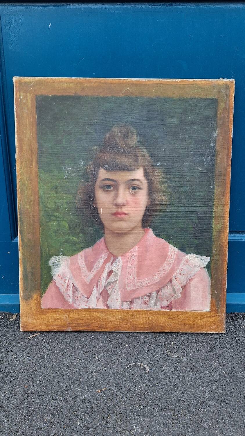 Portrait of a young bourgeois woman on canvas