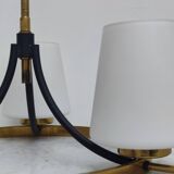 Brass chandelier and white opalines