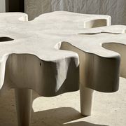 Très grande table basse en manguier blanchi plateau organique D:140cm
