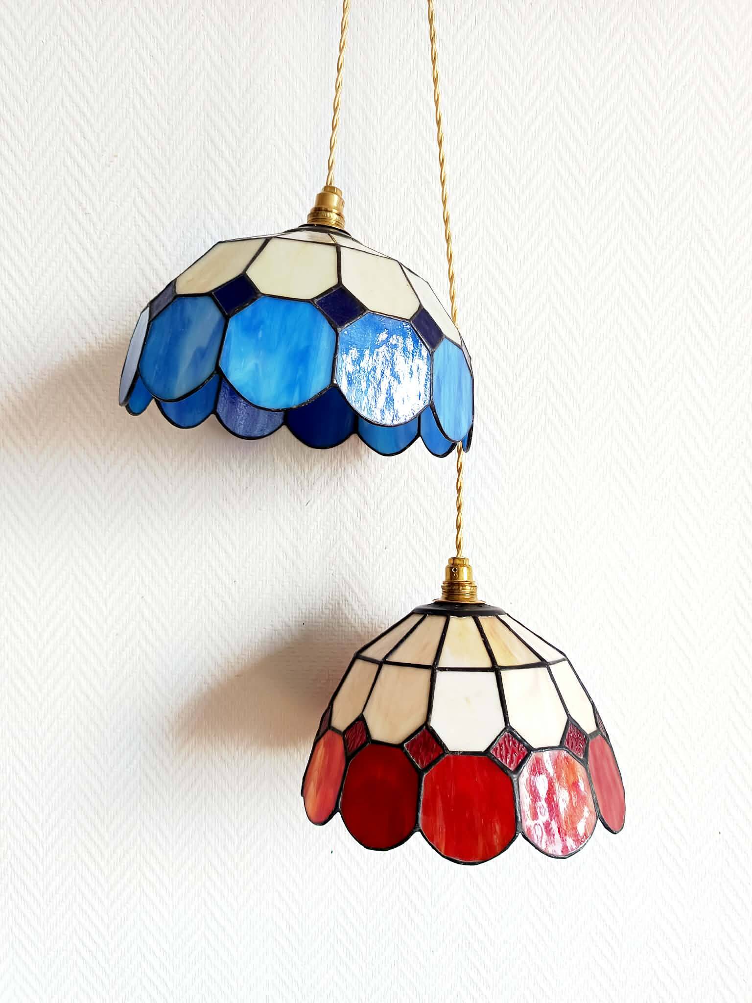 Pair of Art Deco Tiffany style pendant lights