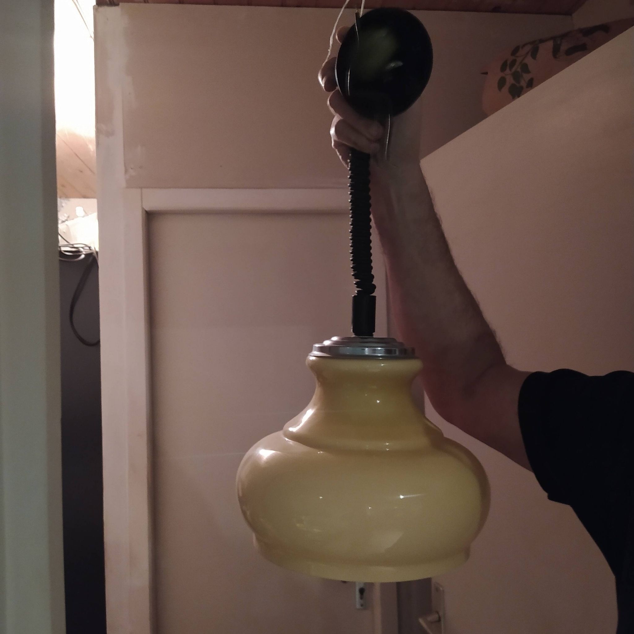 suspension vintage opaline Italy 1970 système Rolly
