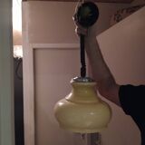 vintage opaline suspension Italy 1970 Rolly system