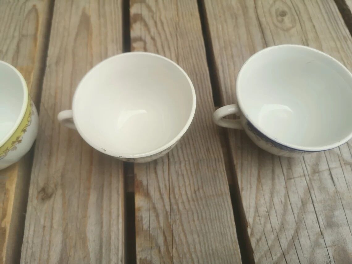 4 badonviller coffee cups colorful and golden decor