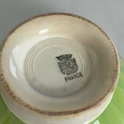 Antique bowl Digoin Sarreguemines France | Vintage green earthenware bowl