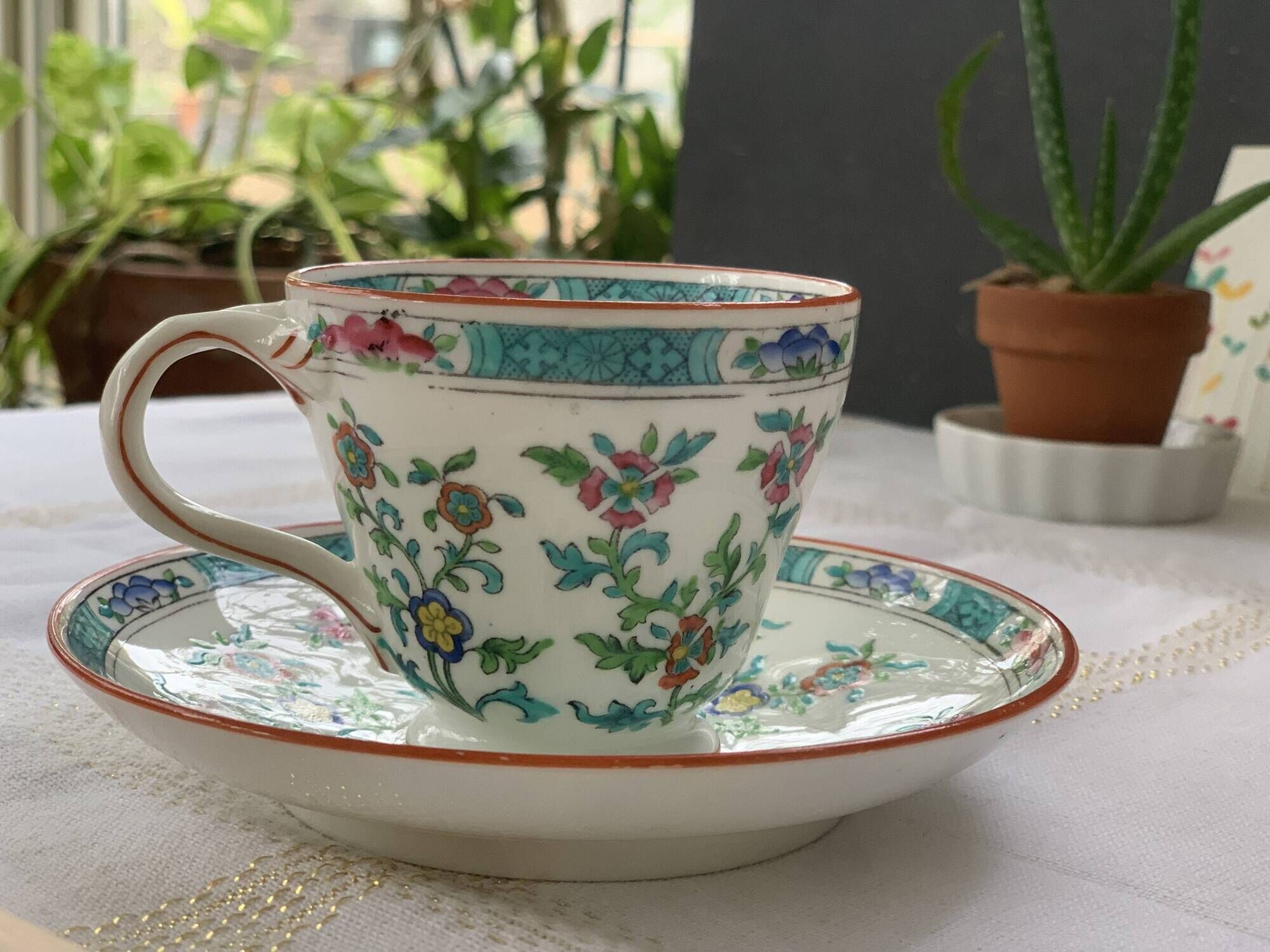Minton English porcelain cup and under cup