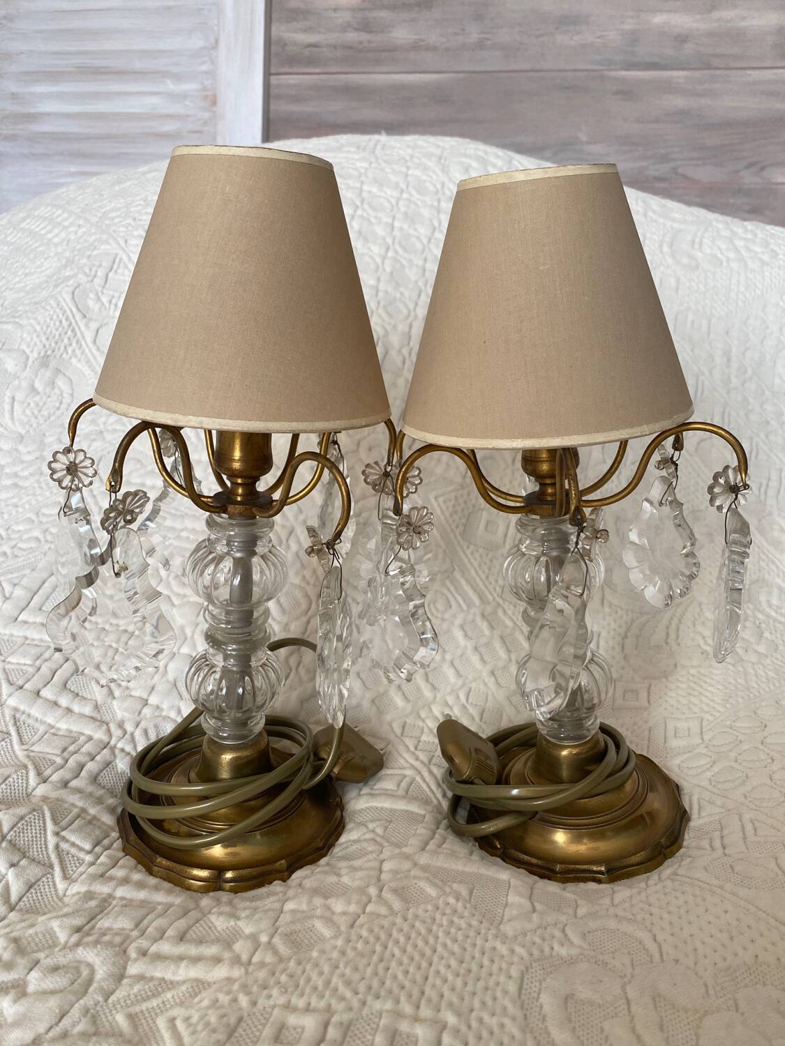 Pair of Gilt Bronze Girandole Lamps with Tassels