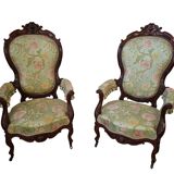 Coppia di Poltrone d'Epoca "Balloon Back" – Stile Rococò Revival (XIX Sec.)