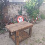 Wooden island table workbench