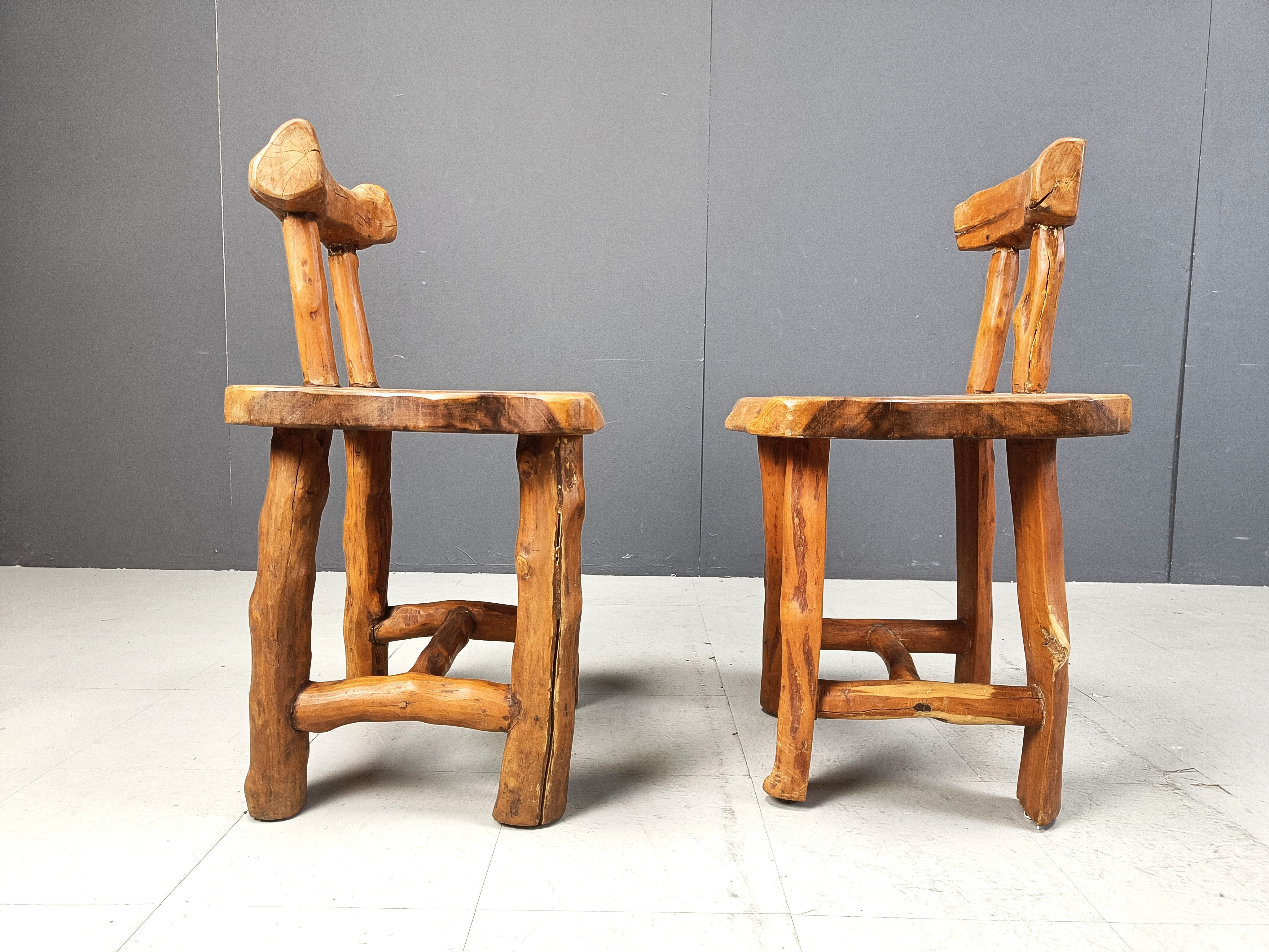 Set of 6 sculptural brutalist dining chairs, 1960s
