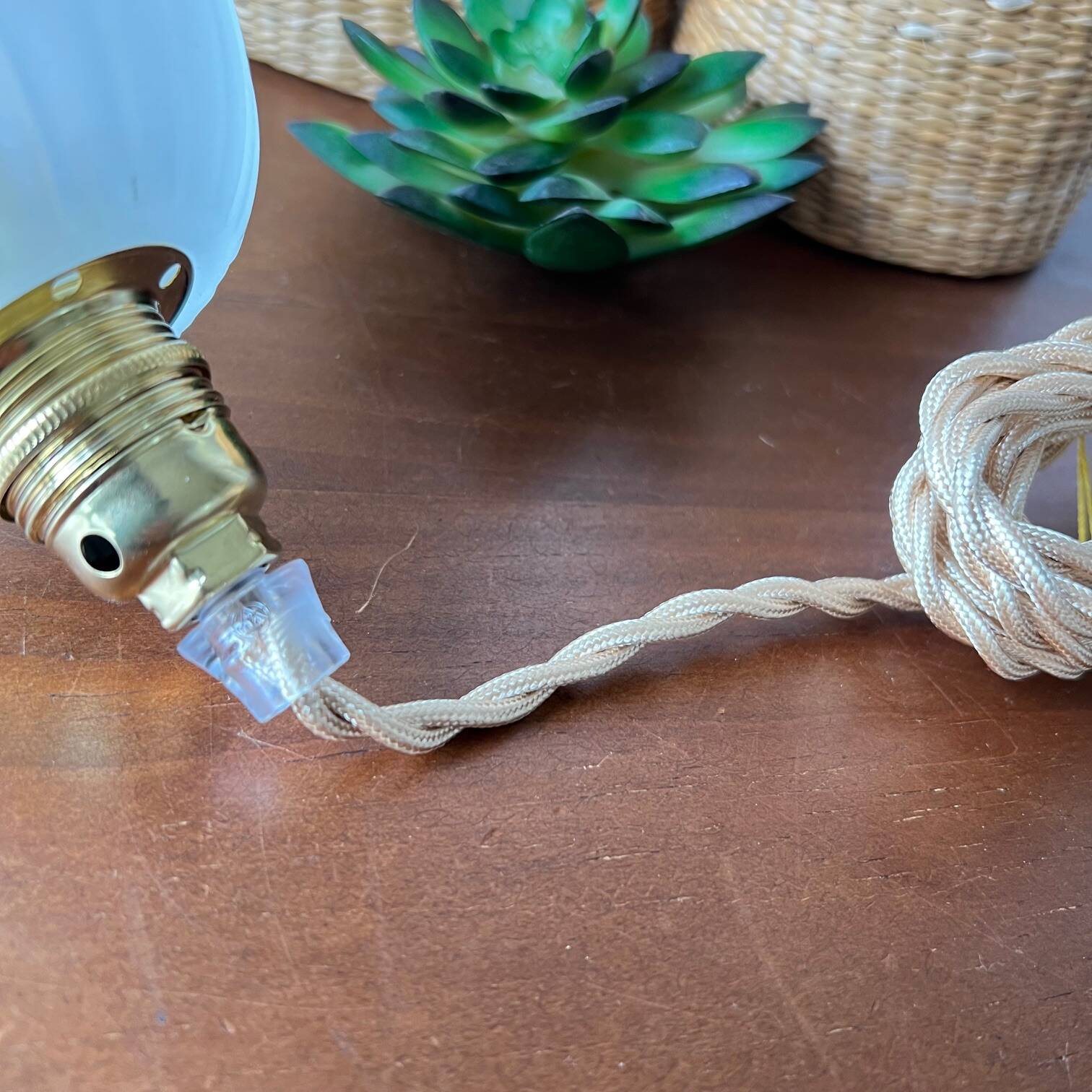 Duo of vintage “tulip” portable lamps