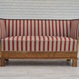 1960s, Danish 2 seater sofa, furniture wool, oak wood, orginal condition.