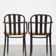 Lot de 4 chaises de salle à manger/bistro au design vintage en bois avec sièges tissés
