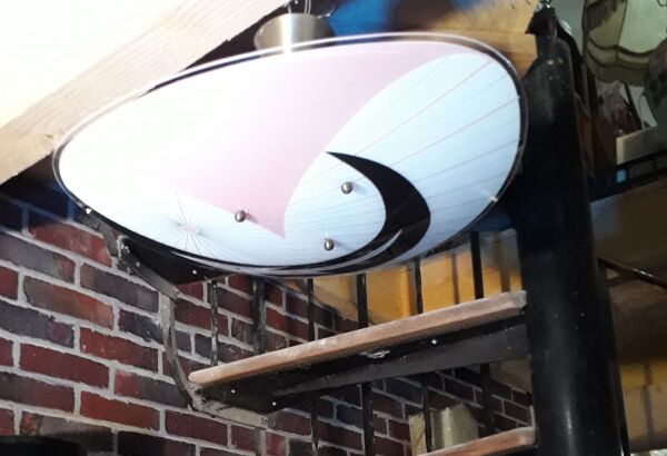 Suspension palette plafonnier rose et noir design 1950/70