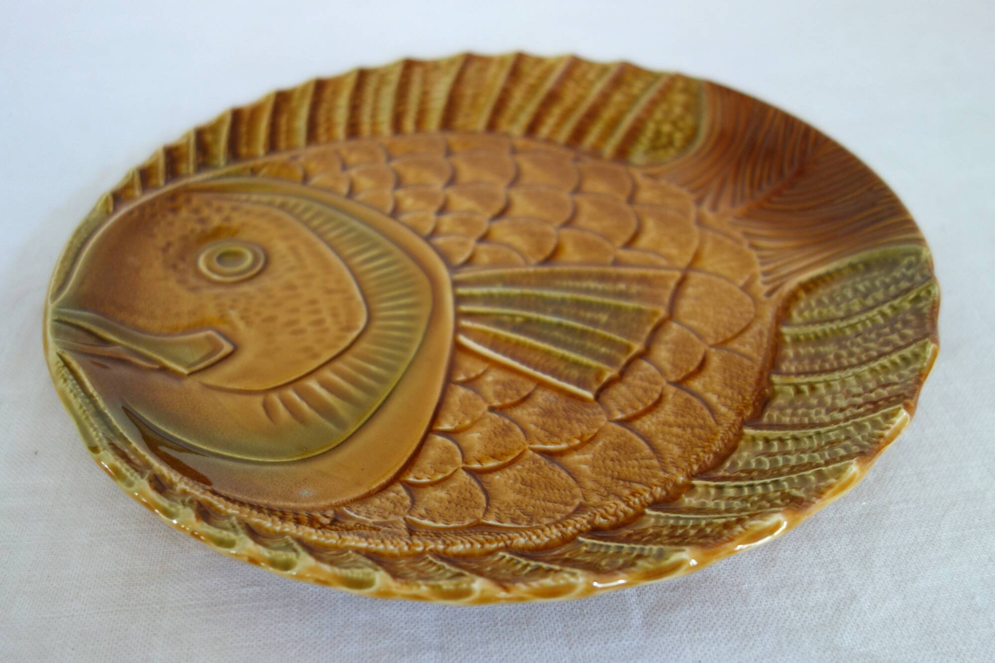 Fish service for 8 people, earthenware Sarreguemines.