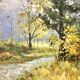 Old oil on canvas "Stream in the autumn countryside"
