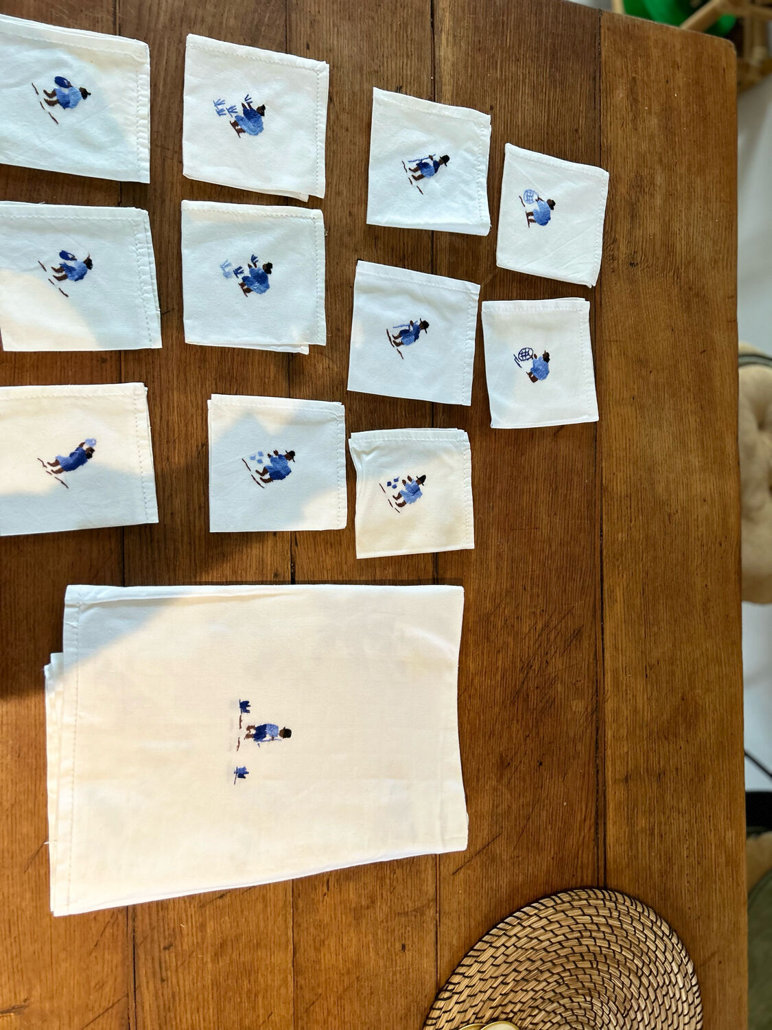 Hand-embroidered tablecloth