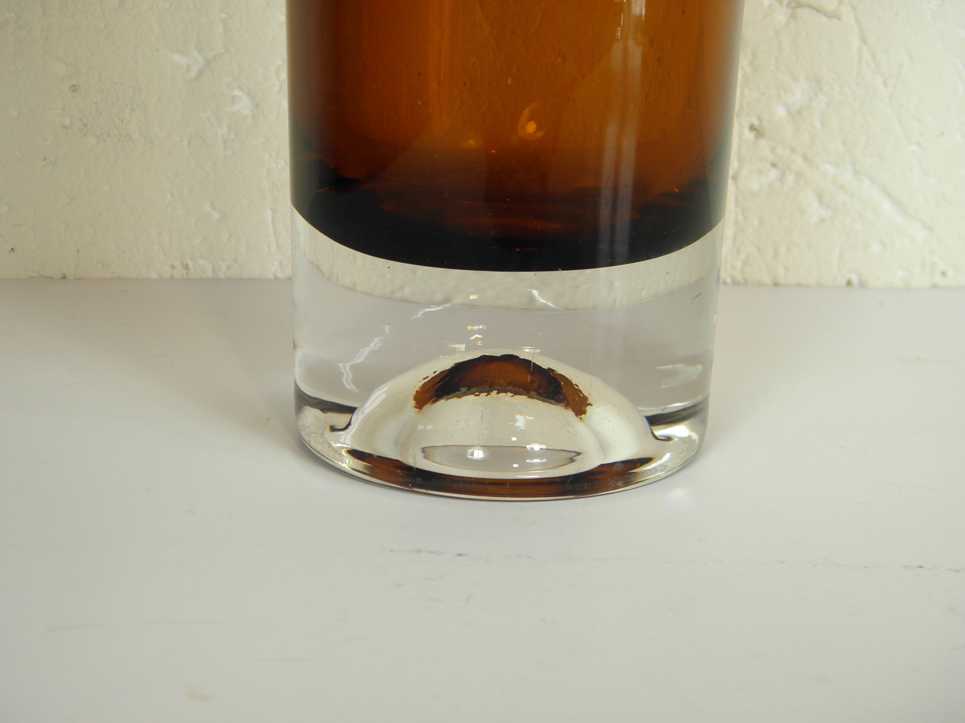 Amber glass vase 25 cm 1970s