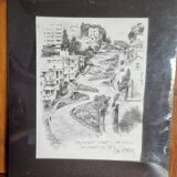 Engraving by Don Davey The Crookedest Street in the World San Francisco 1977